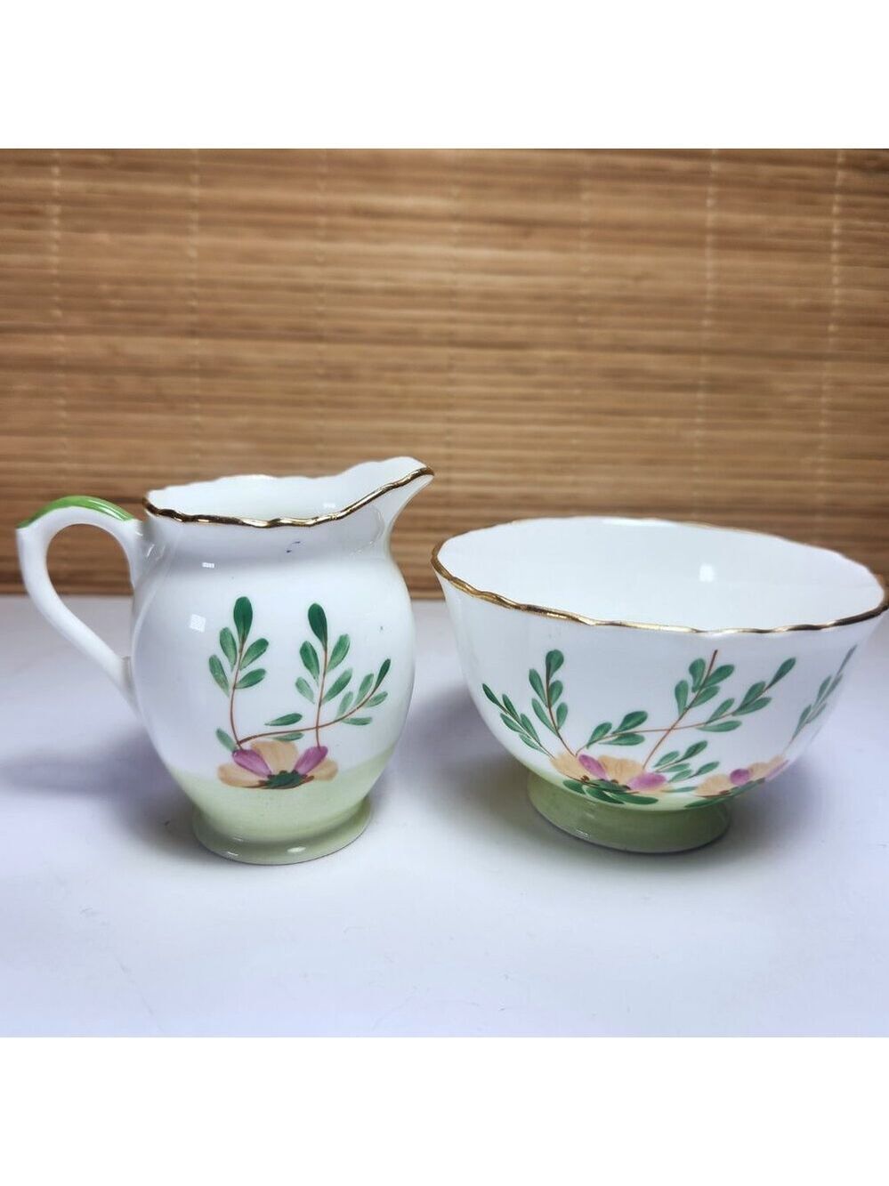 Sutherland Floral Sugar Bowl and Creamer Set Floral Made in England Vintage